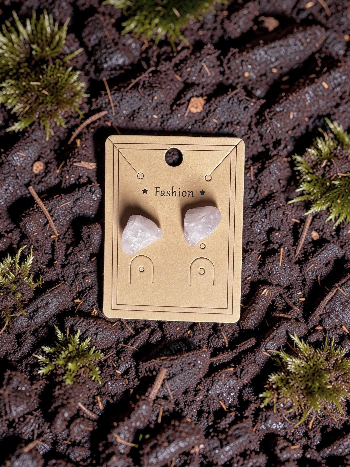 Rose Quartz stud earrings on silver backing.
