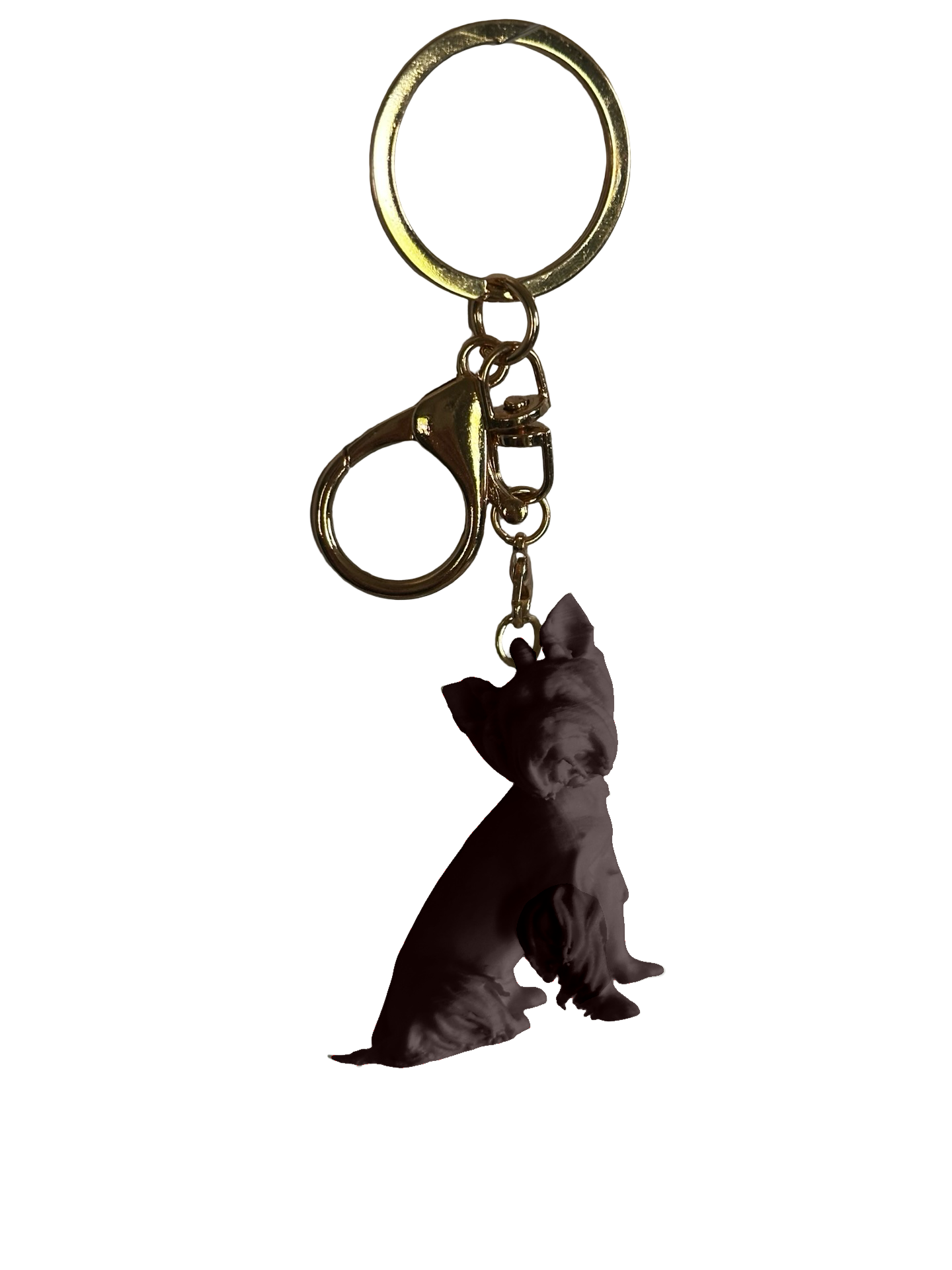 Yorkie Keychain- White, Gold, or Black
