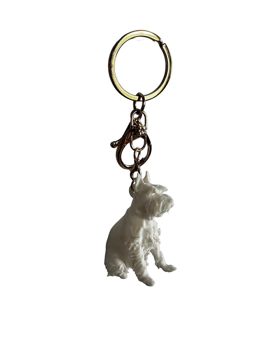 Schnauzer keychain- White, Gold, or Black