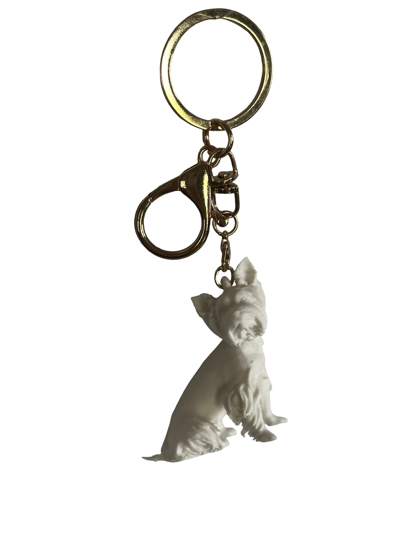 Yorkie Keychain- White, Gold, or Black