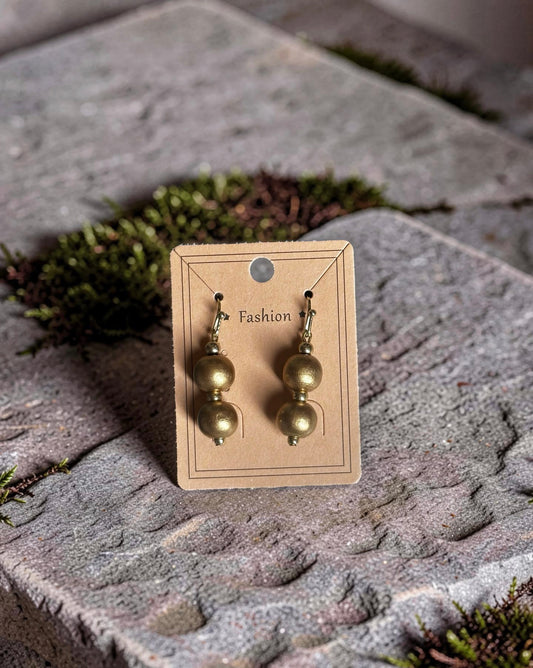 Gold Wooden Earrings